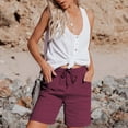 thumbnail image 4 of Baodmurt Mid Waist Shorts for Women Drawstring for Casual, Red S, 4 of 7