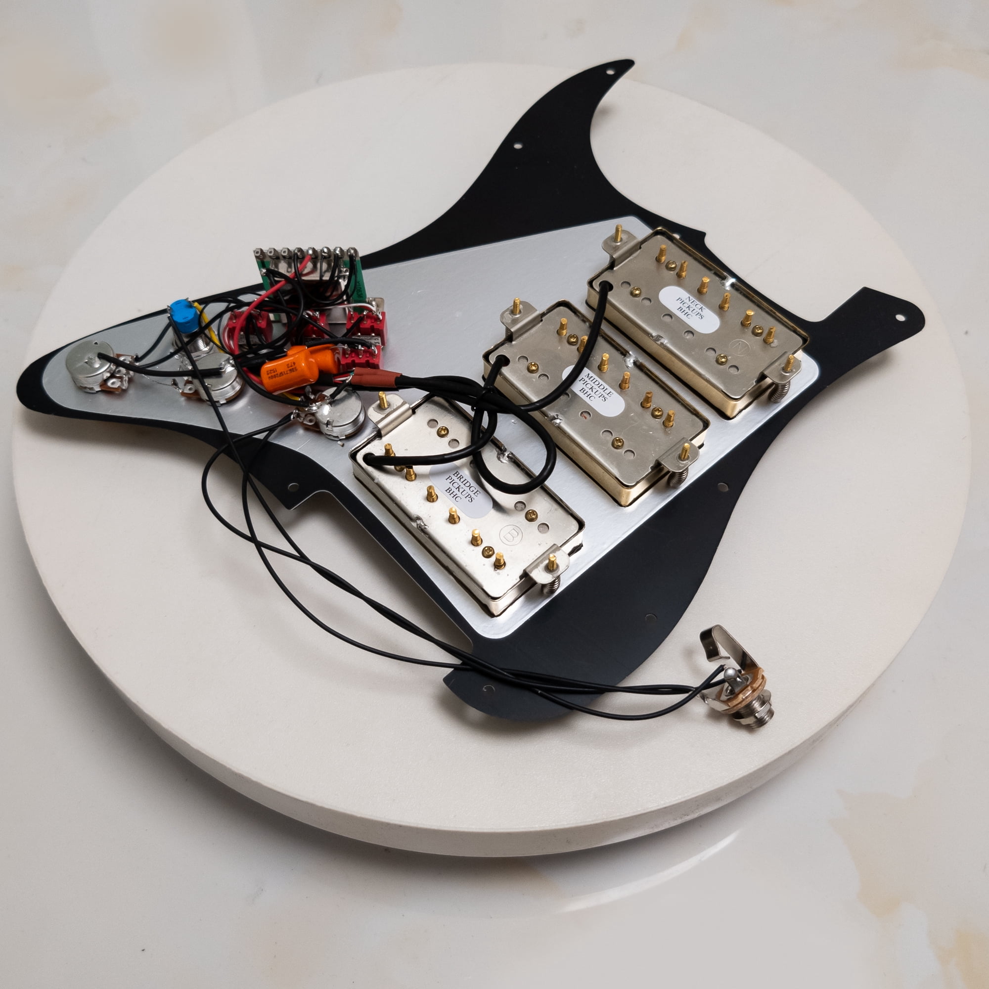 HHH Guitar Prewired Loaded Pickguard, With Alnico 5 Humbuckers Pickups, Coil Splitting, For Fender Strat Guitar