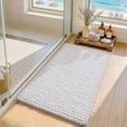 thumbnail image 6 of FRABE Luxury Bathroom Rug, Ultra Soft Quick Dry Bath Mat, Non-Slip Absorbent Thick Chenille Bath Rug, Cozy Braid Design Floor Mat for Bathtub, Sink, Laundry, Bedroom, White, 20"x32", 6 of 9
