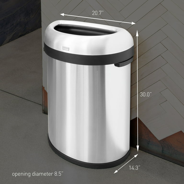 simplehuman 80 Liter / 21.1 Gallon Semi-Round Open Top Trash Can