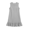 thumbnail image 6 of PBFRDSJ Summer Dresses for Women Crewneck Sleeveless Striped Sundresses Ruffle Hem Cotton Linen Midi Dress, 6 of 6