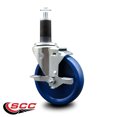 thumbnail image 2 of 5 Inch Solid Poly Swivel 1-1/4 Inch Expanding Stem Caster with Brake SCC, 2 of 2