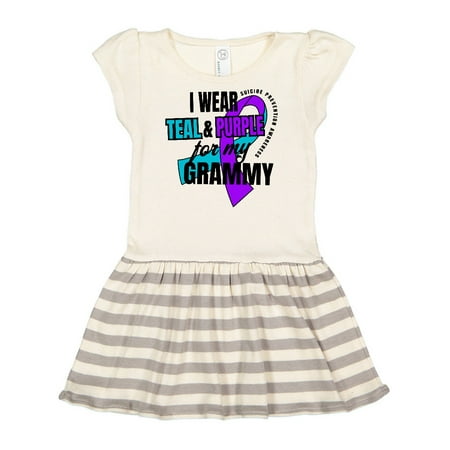 

Inktastic Suicide Prevention I Wear Teal and Purple for My Grammy Gift Toddler Girl Dress