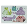 thumbnail image 1 of Kitten Cutting Board, Hand Drawn Colorful Cartoon Style Print Domestic Cats Pets Paws in Watercolors, Decorative Tempered Glass Cutting and Serving Board, Small Size, Multicolor, by Ambesonne, 1 of 1