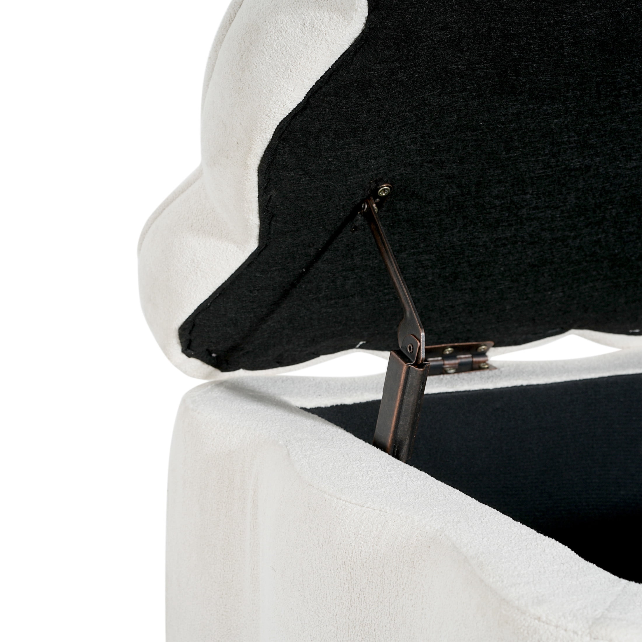 Christopher Knight Home 50" Modern Fabric Storage Ottoman with Scalloped Design, Solid Wood Frame, White