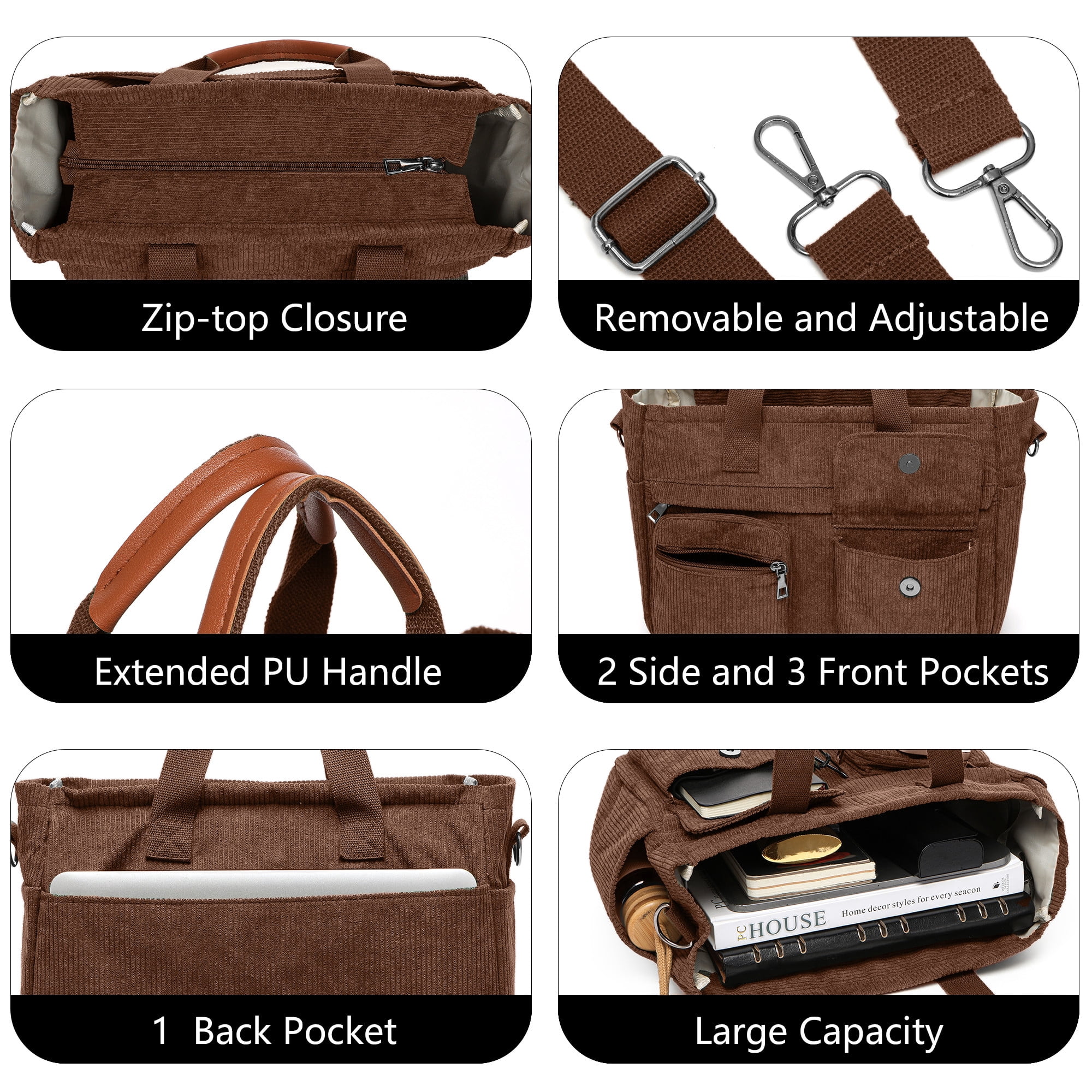 2-Piece Women's Corduroy Bag Set: Stylish Laptop Tote + Multi-Functional Crossbody Bag – Large-Capacity Work/Travel/Gym Bag