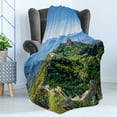 thumbnail image 4 of China Soft Flannel Fleece Throw Blanket, Wall of China in a Summer Day Jinshanling Section near Beijing Photo, Cozy Plush for Indoor and Outdoor Use, 50" x 70", Green Beige and Blue, by Ambesonne, 4 of 5