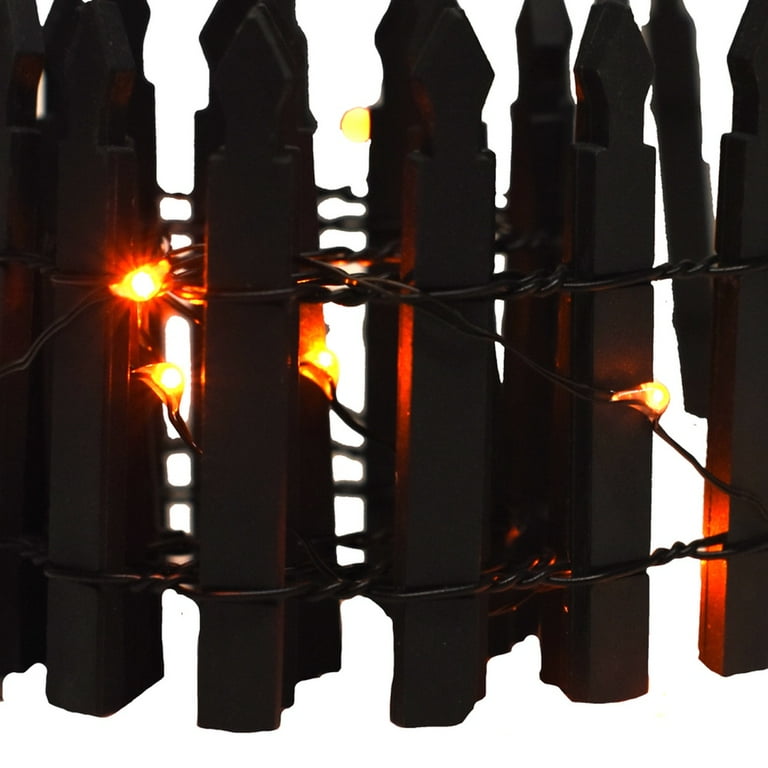 Light Up Mini Black Fence Halloween Fairy Garden LED Landscape Miniature Decor Light Up Mini Black Fence Halloween Fairy Garden LED Landscape Miniature Decor