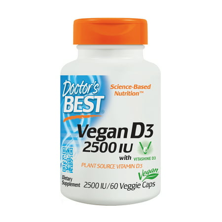 Doctor's Best Vitamin D3 2500IU with Vitashine D3, Non-GMO, Vegan, Gluten Free, Soy Free, Regulates Immune Function, Supports Healthy Bones, 60 Veggie (Best Vitamin D Foods)