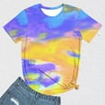 thumbnail image 2 of Fashion Ladies Tie Dye Blouse Shirts SMihono Boat Neck Summer Tops Comfy Breathable Loose Fit Flowy Casual Shirts Classic Print Basic Tees Gifts Spring Short Sleeve Blouse Yellow 4, 2 of 5