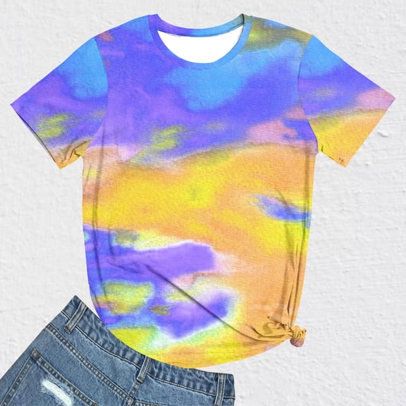 Short Sleeve Teen Tops Cotton T Shirts for Women Womens Tie Dye Tops Tshirts Shirts for Women Plus Size New & Trending