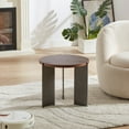 thumbnail image 2 of GZXS Modern Small Round Side Table, Brown MDF Top with Steel Frame, Minimalist End Table for Home, Bedroom, Small Space - 19.68"Dia x 19.68"H, 2 of 7