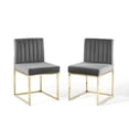 thumbnail image 2 of Modway Carriage 19" Velvet Dining Chair in Gold and Charcoal (Set of 2), 2 of 7