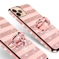 thumbnail image 4 of Apple iPhone 11 Pro Max 6.5inch Case Glitter Cute Ring Kickstand Pink Clear Shock Proof Protective Phone Case - Rose Gold Stripe, 4 of 6