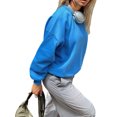thumbnail image 5 of Seyurigaoka 2 Pcs Women's Casual Clothes Set Solid Color Long Sleeve Loose Sweatshirt/Hood Pullover + Shorts/Long Pants, 5 of 8