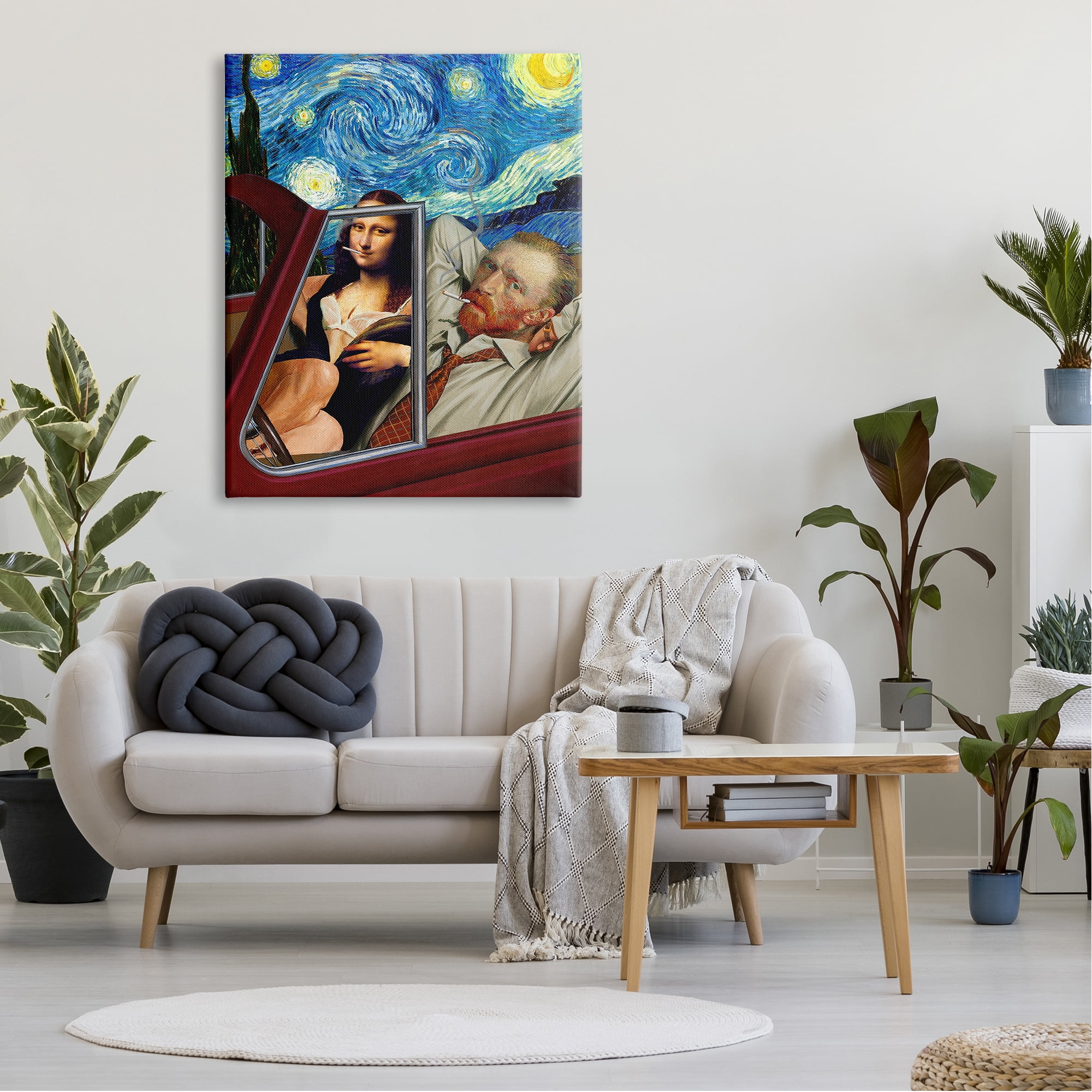 Stupell Industries Van Gogh & Mona Lisa Driving Starry Night Sky Canvas Wall Art, 36 x 48, Design by Jeremiah Ketner