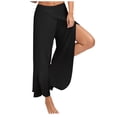 thumbnail image 1 of CNKOO Women‘s Solid Color Split High Stretch Exercise Yoga Leisure Pants, 1 of 6