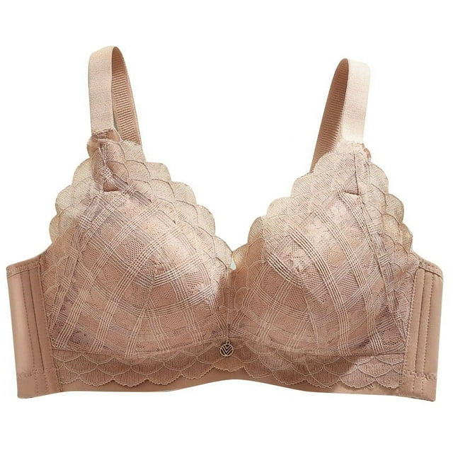 WRKEKC Lace Wireless Bra for Women Embroidery Back Closure Breathable Thin Comfort Lightly Padded Adjustable Straps Full Coverage T-Shirt Bra Support Comfortable