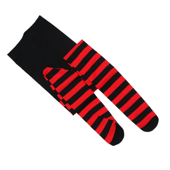 Stri Pair of Fashion Christmas Socks for Xmas Party Long Socks Costume Accessory Party Decoration Tights for Women Girls (Red and Black Stripes)