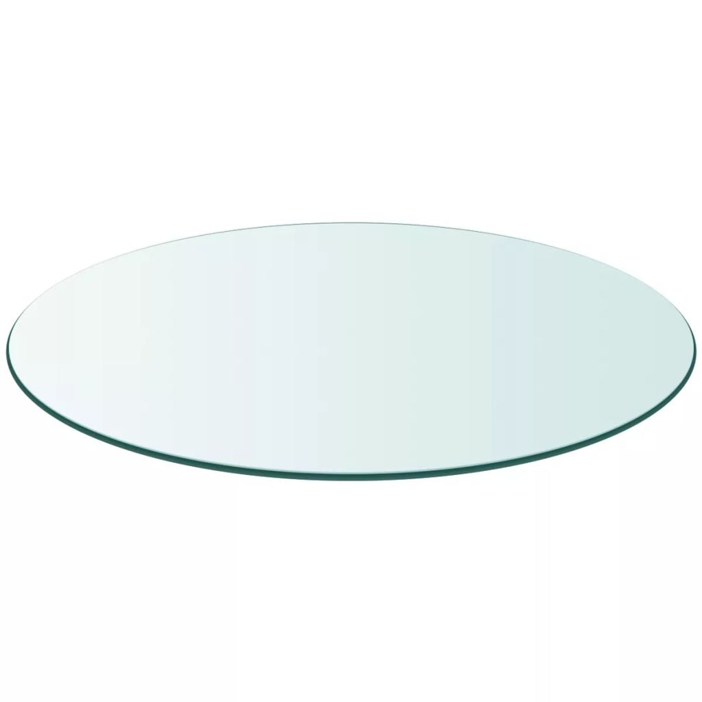 Table Top Tempered Glass Round I Thick Flat Polished Round Tempered Glass Desk 15.7