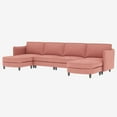 thumbnail image 2 of Miekor Furniture 141.5" Large Size 6 Seater Sofa Couch, U-Shaped Sofas with Movable Ottoman, Arm with Pockets,Modern Fabric Couches for Living Room, Apartment, Office MK6532, 2 of 10