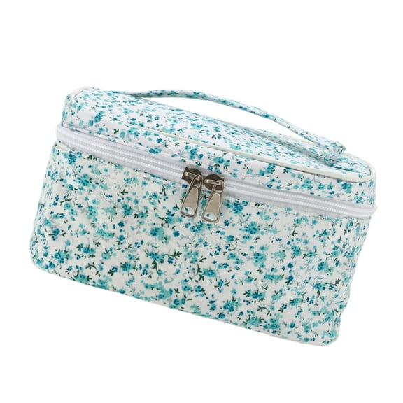 Vocoste 1 Pc Women Flower Square Travel Cosmetic Bag for Gym Business Travel Sky Blue Polyester