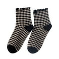 thumbnail image 1 of Ladies' Striped Knitted Crew Socks Casual Round Toe Comfortable Soft Frilled Ruffled Color Blocked Design Fashionable Everyday Wear, 1 of 5