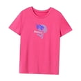thumbnail image 3 of Camiseta para mujer Ropa de verano Camiseta simple con cuello redondo para caminar senderismo viajes Rosa Rosa, 3 of 7