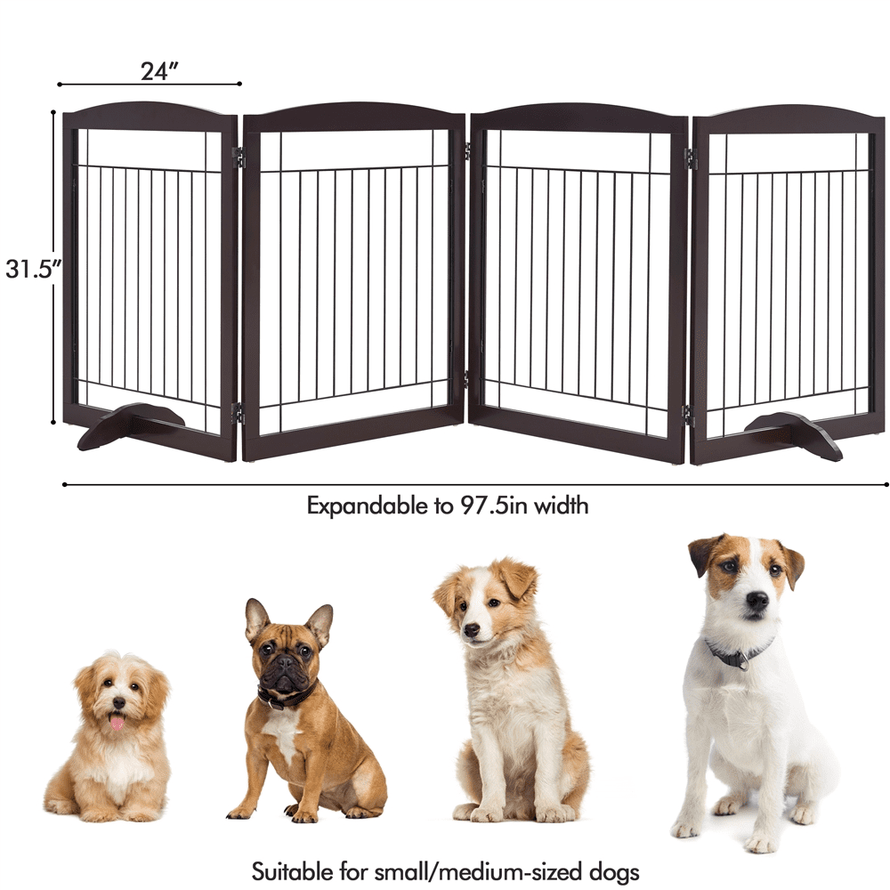 Alden Design 31.5" Height Foldable Pet Gate with 2 Support Feet, Espresso