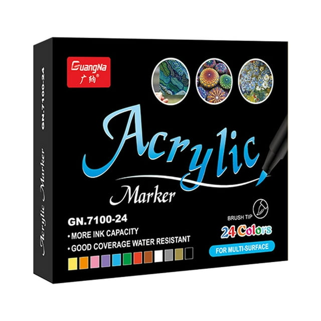 GUOOL Acrylic Pens Marker Pen Permanent for Mug Rock 24 Colors