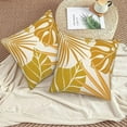 thumbnail image 6 of Palm Leaf Pillow Covers 18x18 Set of 2, Summer Mustard Yellow Tropical Leaf Decorative Throw Pillow Covers Outdoor Botanical Farmhouse Cushion Case Linen Square Decor for Home Couch Sofa, 6 of 6
