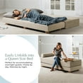 thumbnail image 3 of Jaxx Alon Daybed - Fold-Out Sleeper Chaise with Premium Memory Foam Queen-Size Mattress - Made in the USA - Caribbean, 3 of 6