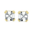 thumbnail image 2 of Bling Jewelry Womens Solitaire Asscher Cut CZ Stud Earrings Gold Plated Sterling Silver, 2 of 3