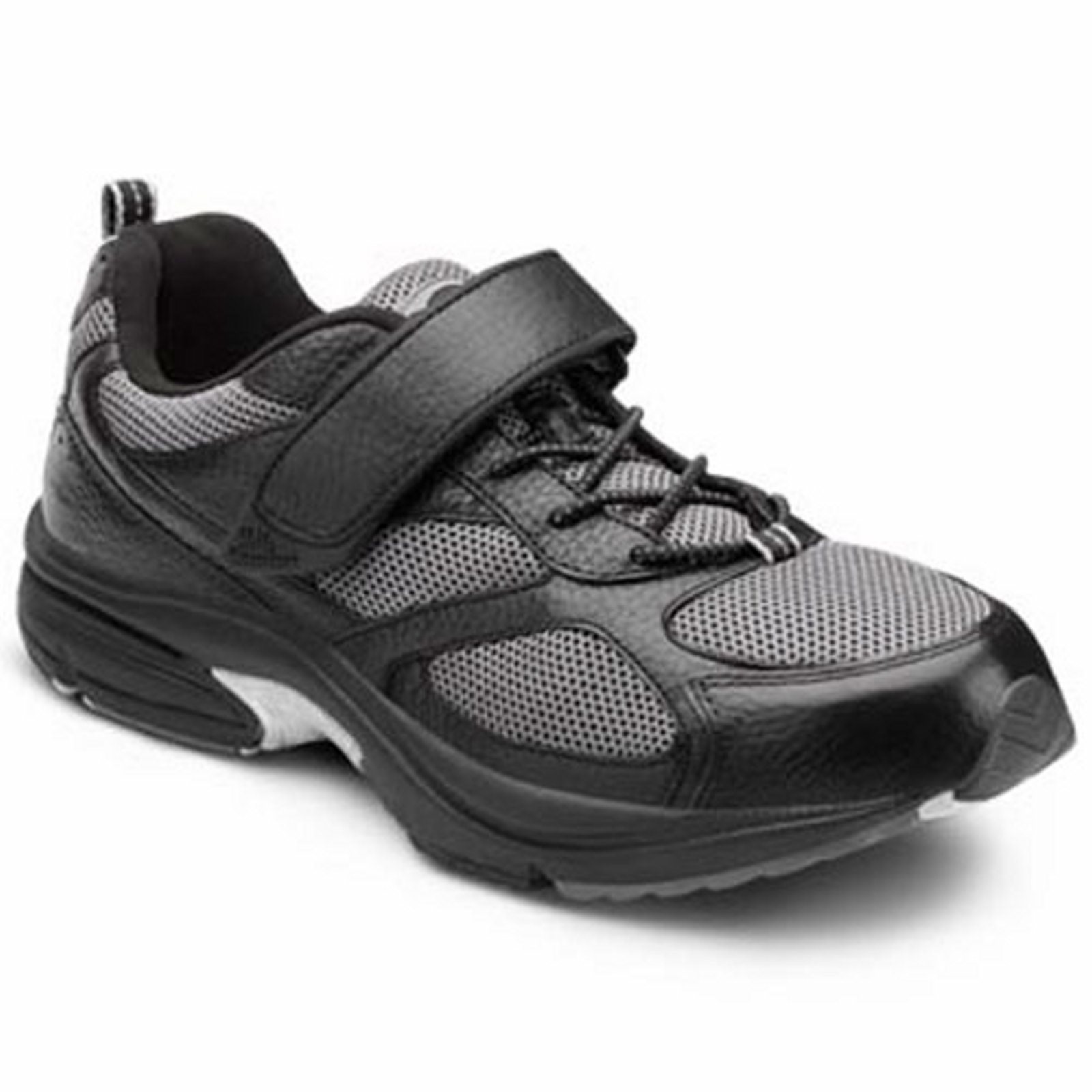 Dr. Comfort Endurance Men's Athletic Shoe: 12 Wide (E/2E) Black Elastic Lace w/Strap - image 1 of 5