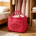 thumbnail image 2 of Boho Fabric Storage Basket, Quilted Floral Print Fabric Storage Basket with Reinforced Handles, Collapsible Quilted Laundry Basket Organizer Bin for Bedroom Closet Home Decor Car Storage Picnic,Small, 2 of 7