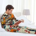 thumbnail image 6 of Gaeub Retro American Eagle Mens Pajamas Set Mens Sleepwear with Long Sleeve Top & Bottoms PJs-Large, 6 of 7