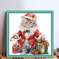 thumbnail image 2 of Hilo Algodón Bordado Punto Cruz Gatito Navidad Impreso 18 Quilates 30x30cm, 2 of 9