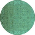 thumbnail image 1 of Ahgly Company Indoor Round Oriental Turquoise Blue Industrial Area Rugs, 5' Round, 1 of 4