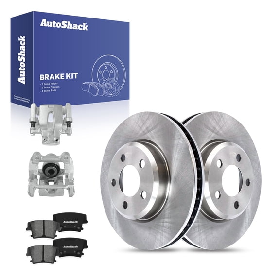 AutoShack Rear Vented Brake Rotors   Premium Ceramic Pads   Calipers 8-PC Brake Kit Replacement for 2006-2011 Dodge Charger 2014-2016 Chrysler 300 2014 Dodge Charger 13.78" (350 mm)