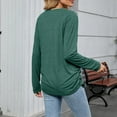 thumbnail image 5 of HomeDM Womens T-Shirts Long Sleeve V Neck Casual Shirts Solid Color Workout Tunic Tops Dressy Work Pullover - Green/M, 5 of 7