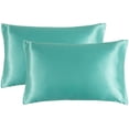 thumbnail image 1 of 2 fundas de almohada de seda helada, azul aguamarina, 20 x 29 pulgadas., 1 of 6