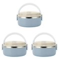 thumbnail image 1 of HLONK 4 Pcs  For Hot Food  Lunch Box  Thermal Lunch Box Stackable Hot Food Insulated Box 304 Stainless Steel Round Lunch Box Sealed Food Containers(Single Layer-Blue), 1 of 7