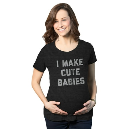 

Maternity I Make Cute Babies Tshirt Funny Pregnancy Announcement Graphic Novelty Tee (Heather Black) - S