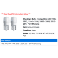 thumbnail image 2 of Map Light Bulb - Compatible with 1986, 1992, 1994 - 1998, 2005 - 2009, 2012 - 2017 Ford Mustang 1995 1996 1997 2006 2007 2008 2013 2014 2015 2016, 2 of 2