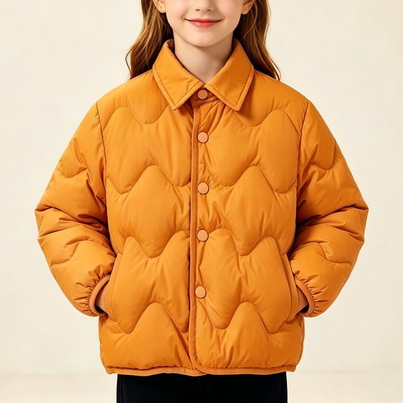 Kids Parka Coat Solid Color Double Sided Wearable Coat Long Sleeve Hooded Warm Winter Jacket Windproof Daily School Outerwear for Girls with Pockets