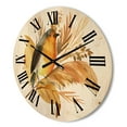 thumbnail image 3 of Designart 'Autumn Flowers and Robin Bird' Traditional Wood Wall Clock, 3 of 5