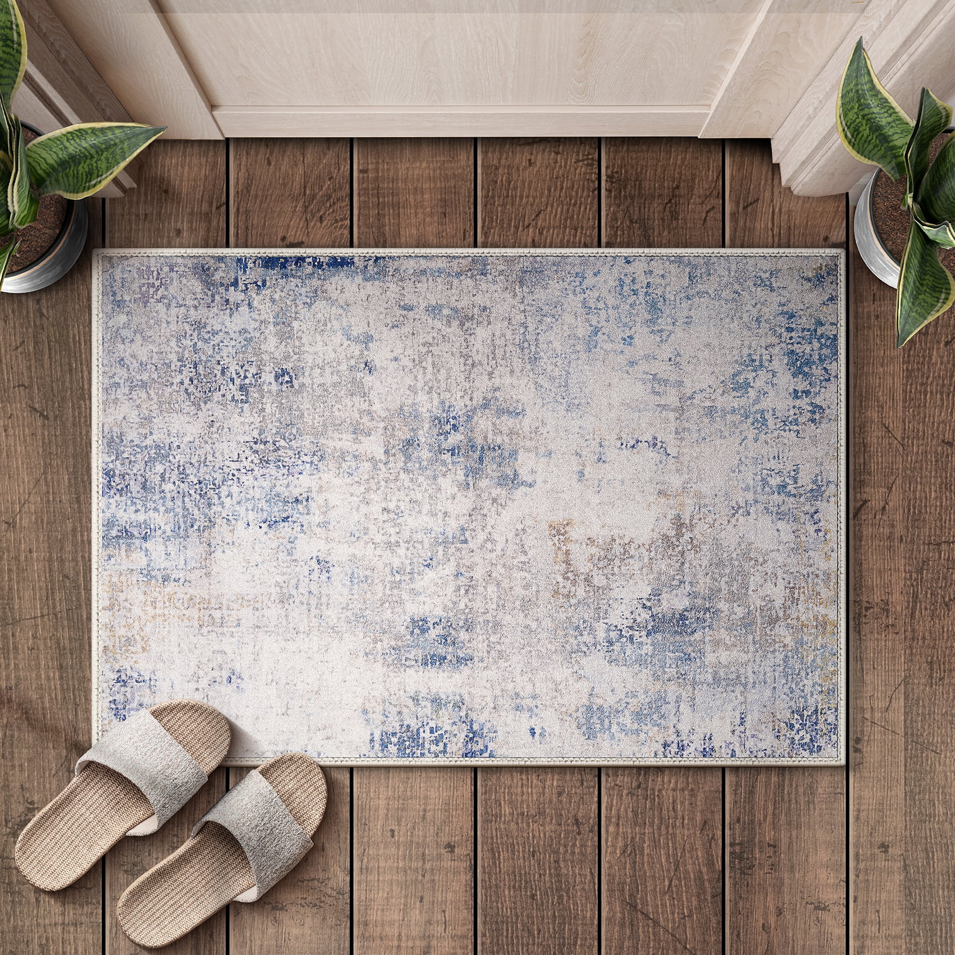 Sorbus 2x3 Welcome Mat – Washable, Non-Slip Vintage Entryway Rug with Rubber Backing