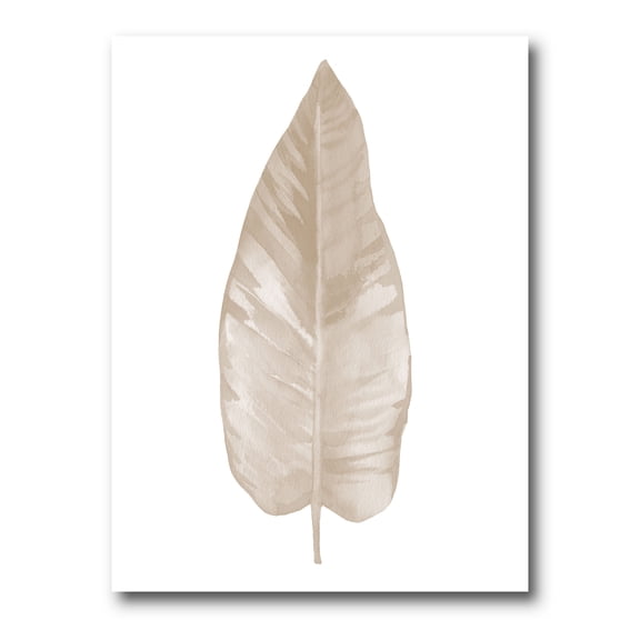 Designart ' Dried Leaf Plant Beige On White Background ' Traditional Canvas Wall Art Print
