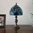 thumbnail image 4 of Tiffany Mini Table Lamp Green Blue Stained Glass Crystal Beans LED Bulb Included for Living Room Bedroom Bedside 15"H, 4 of 5