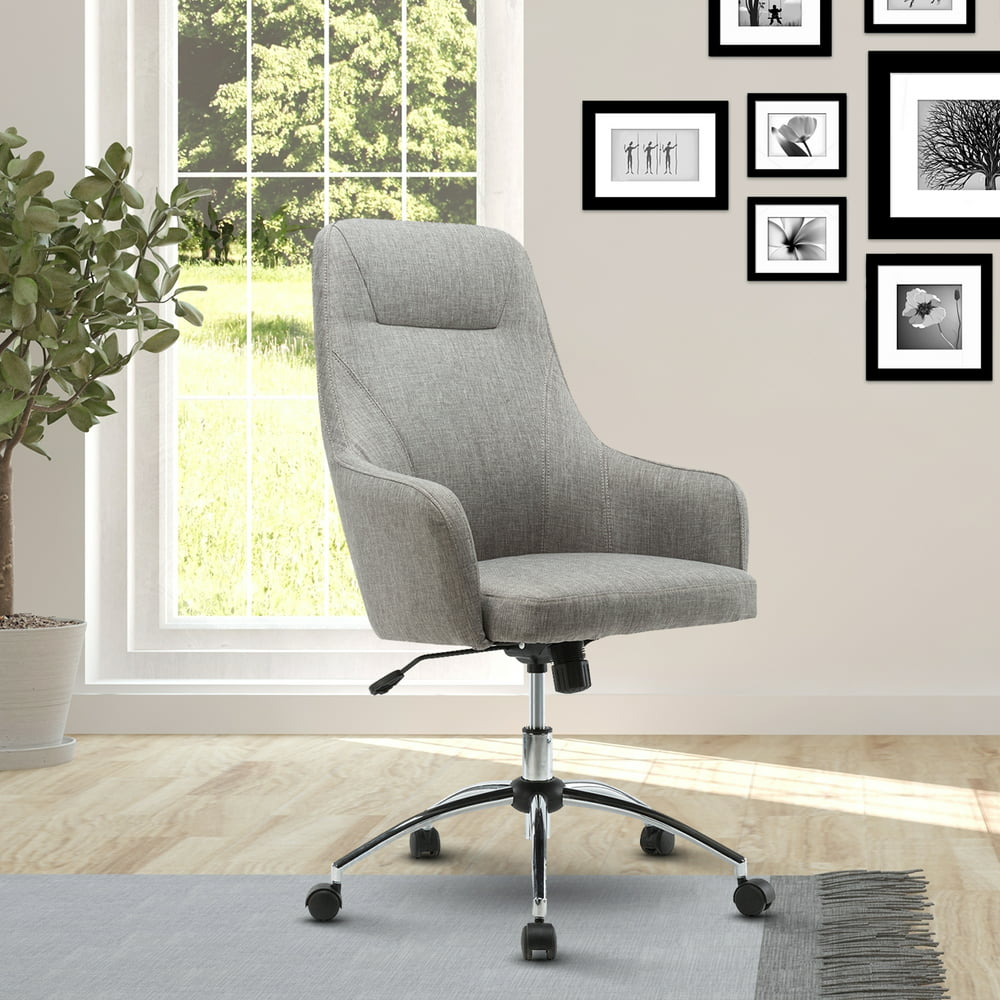 Techni Mobili Comfy Height Adjustable Rolling Office Desk Chair, Grey ...